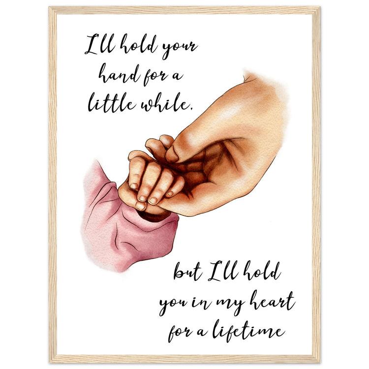 Mother baby hand Premium Matte Paper Wooden Framed Poster