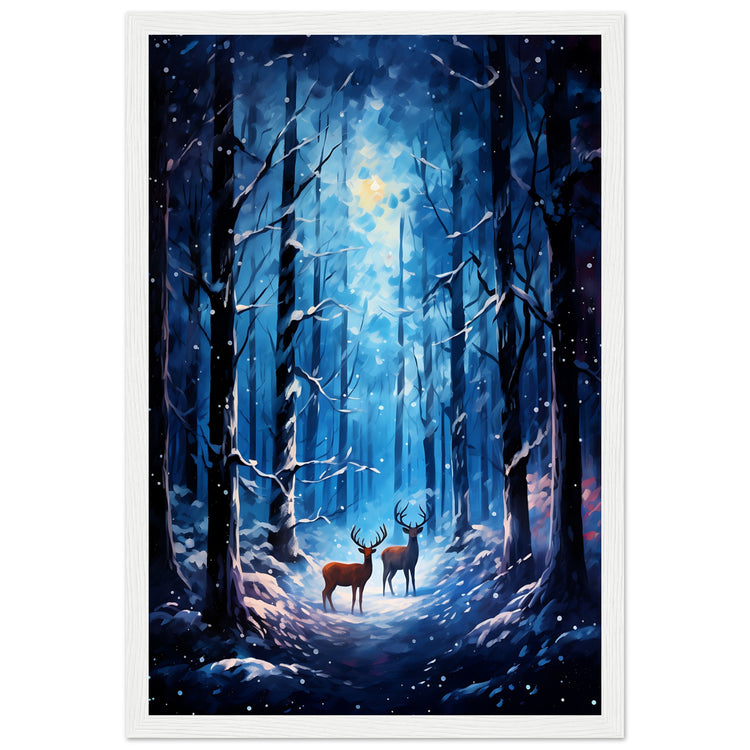 Enchanting snowy forest Premium Matte Paper Wooden Framed Poster