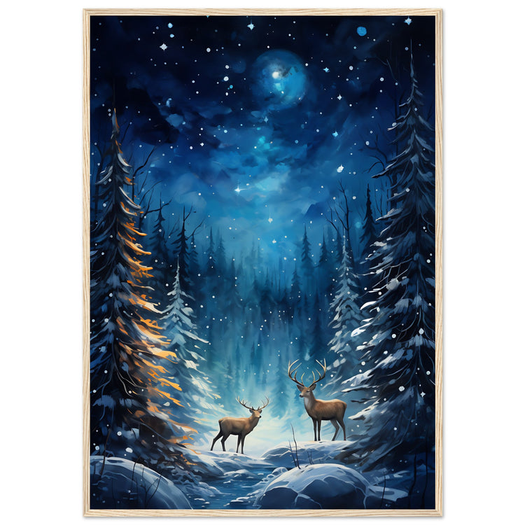 Enchanting snowy forest Premium Matte Paper Wooden Framed Poster