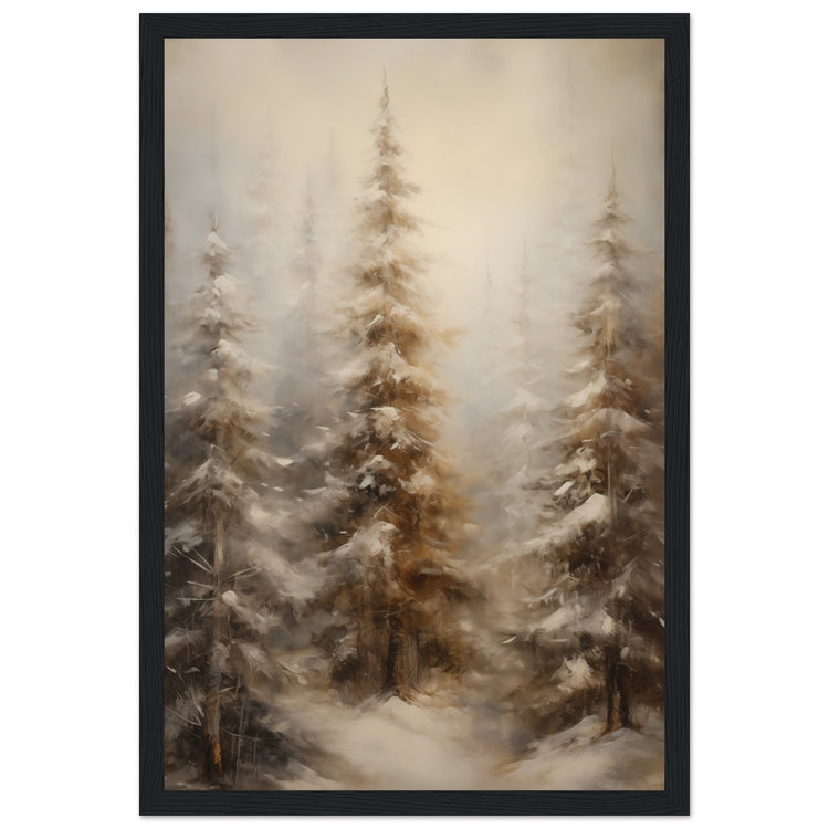 Vintage Winter Forest Premium Matte Paper Wooden Framed Poster