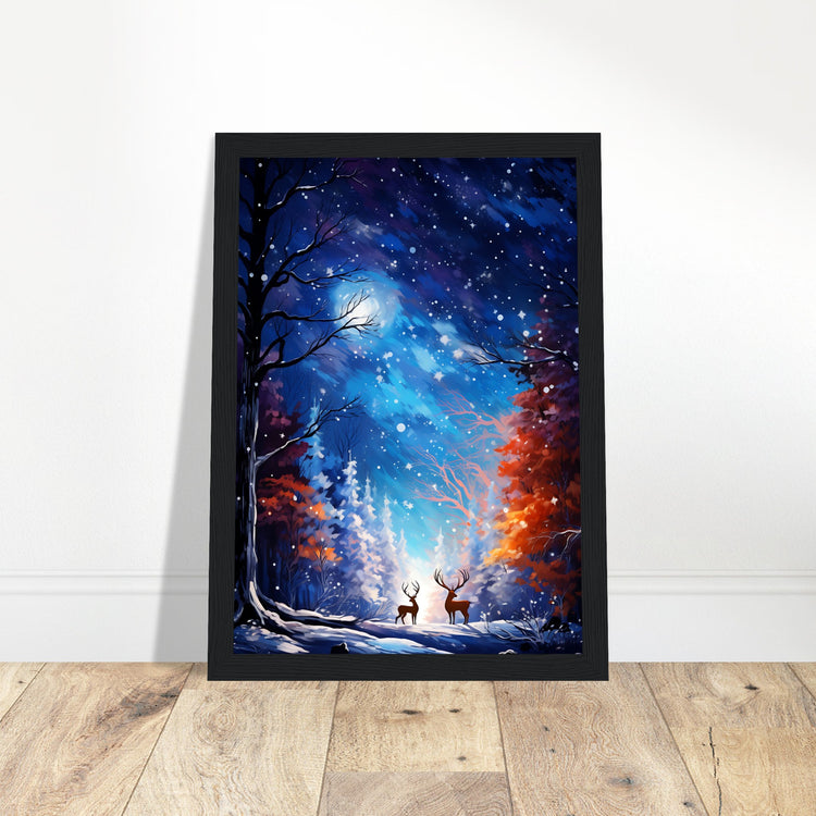 Enchanting snowy forest Premium Matte Paper Wooden Framed Poster