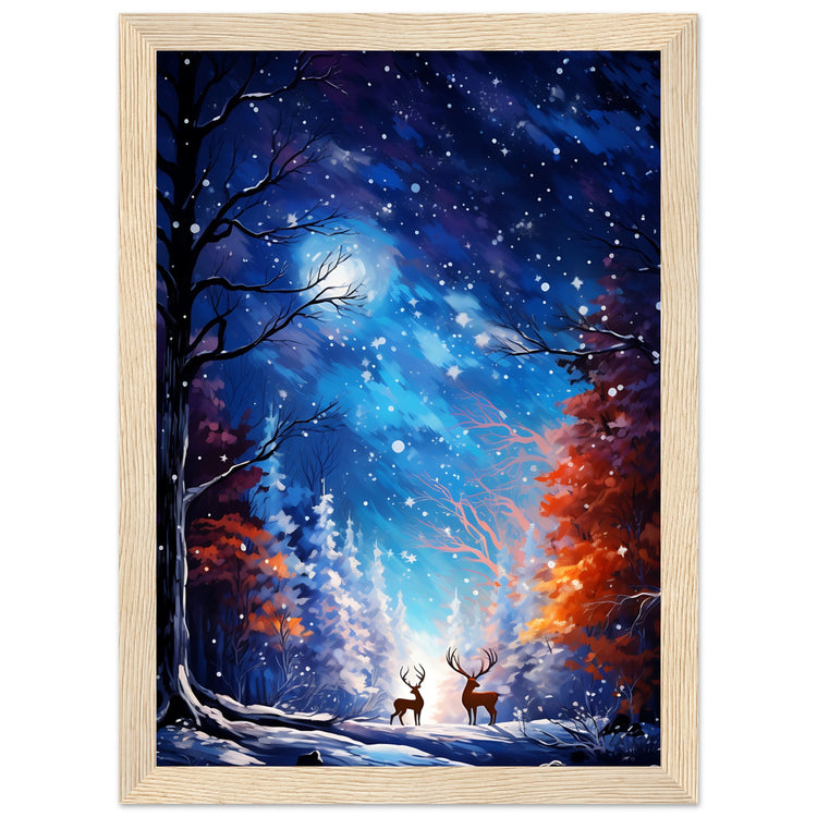 Enchanting snowy forest Premium Matte Paper Wooden Framed Poster