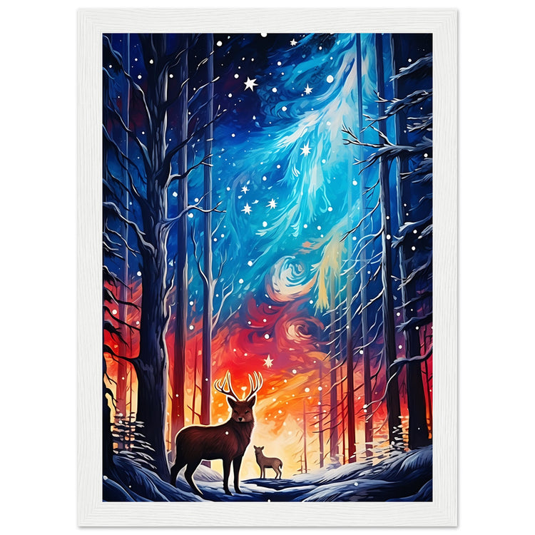 Enchanting snowy forest Premium Matte Paper Wooden Framed Poster