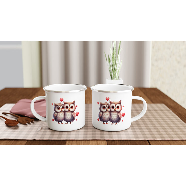 Love Owls White 12oz Enamel Mug