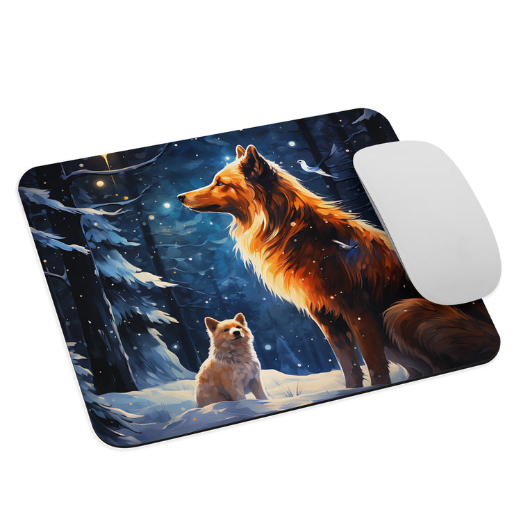 Snowy Forest Wolf Mouse pad